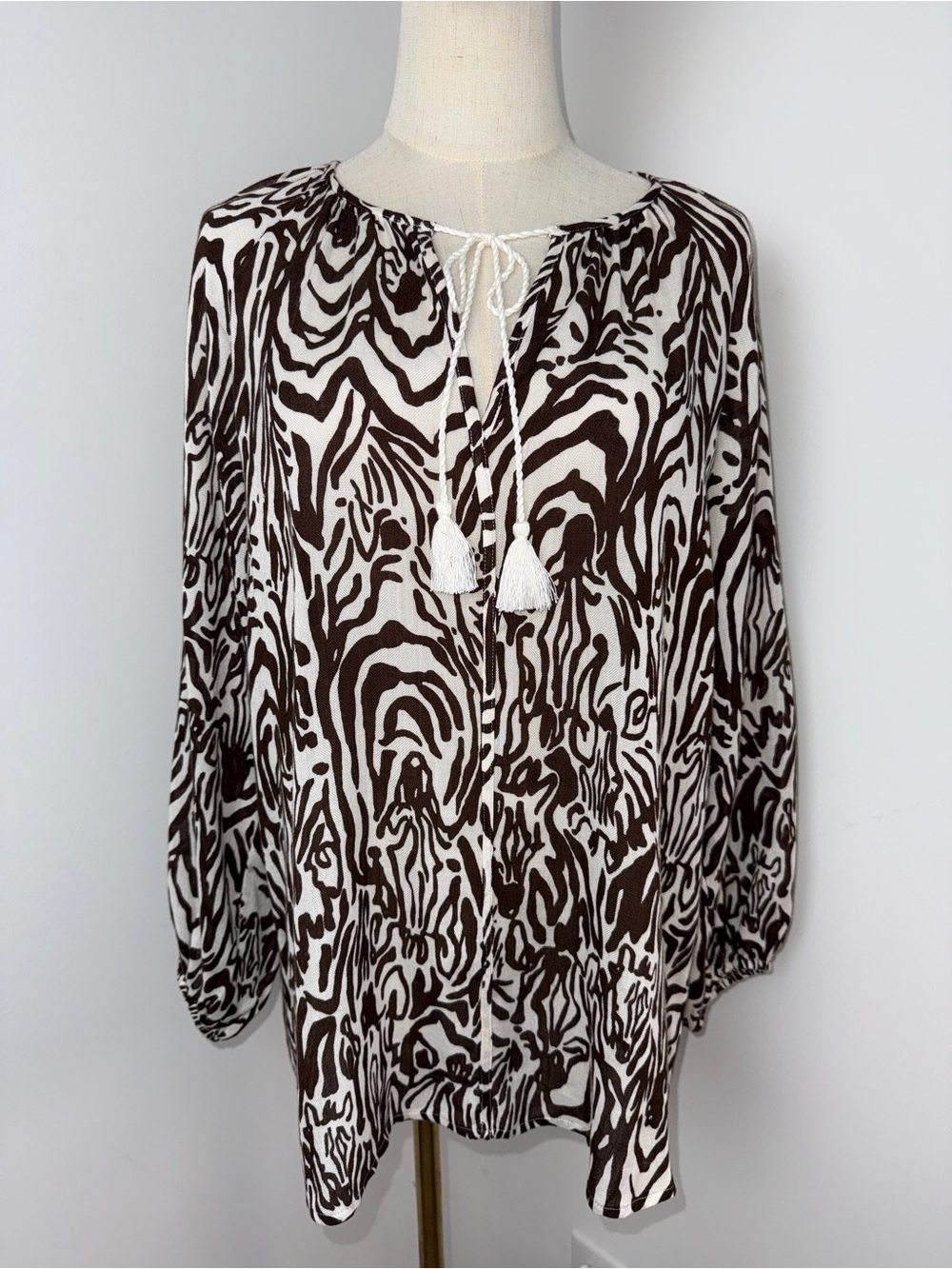 LILLY PULITZER Etta tassel BLOUSE L